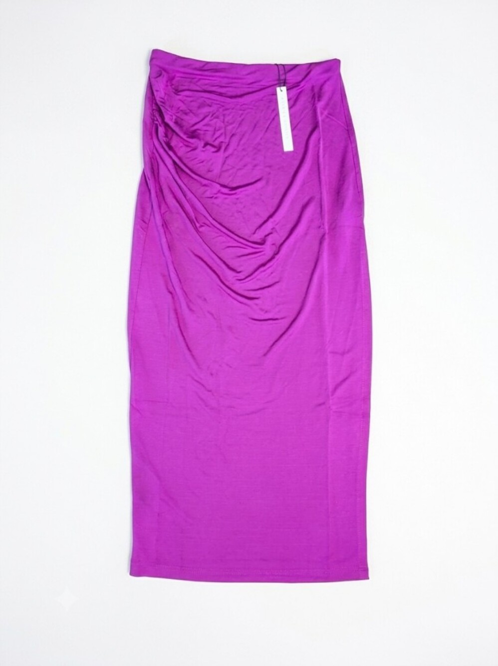 NWT Susana Monaco Side Gathered Slit Midi Skirt M Supernova Fuchsia Pink Magenta